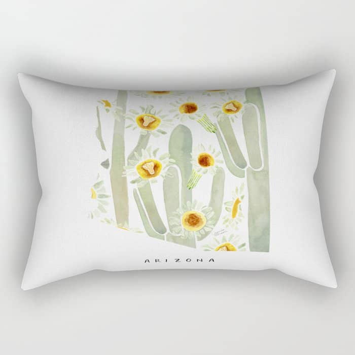 Arizona State Saguaro Cactus Blossoms Rectangular Pillow