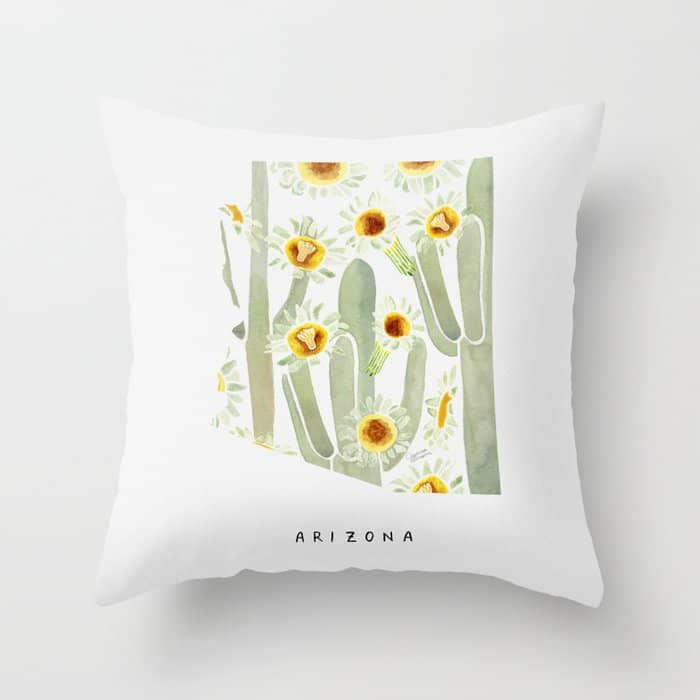 Arizona State Saguaro Cactus Blossoms Throw Pillow