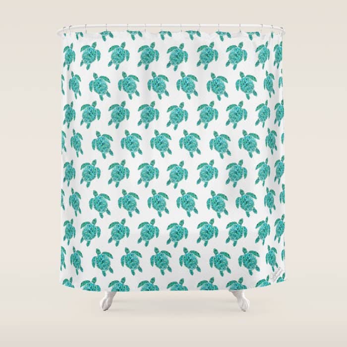 Mosaic Watercolor Sea Turtle Shower Curtain