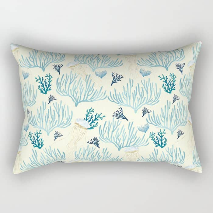 Jellyfish And Coral-Yellow Rectangular Pillow