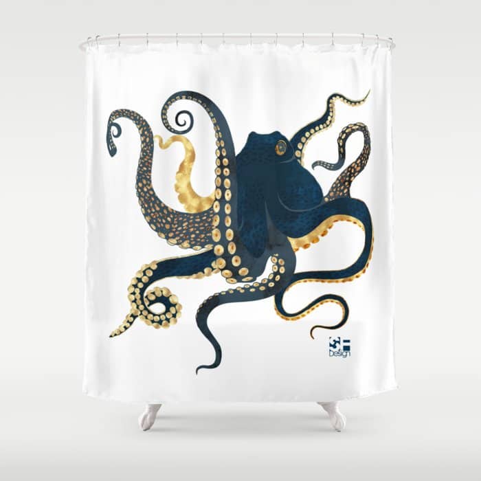 Metallic Octopus Iv-Custom Shower Curtain