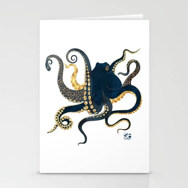 Metallic Octopus Iv-Custom Stationery Card