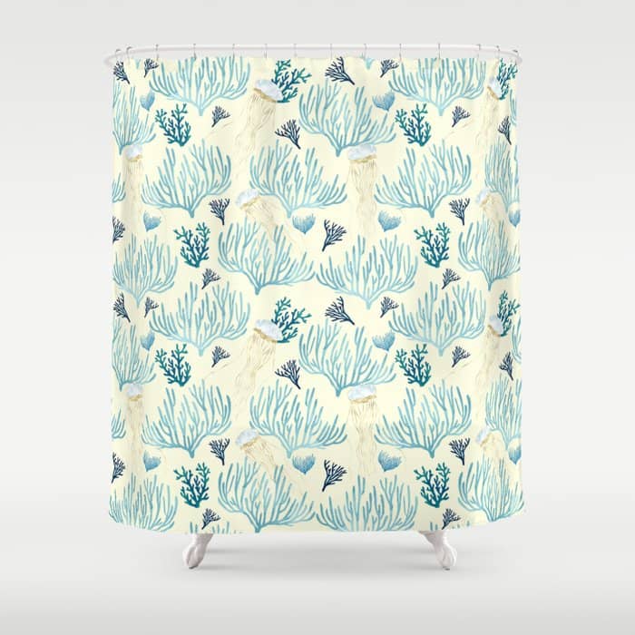 Jellyfish And Coral-Yellow Shower Curtain