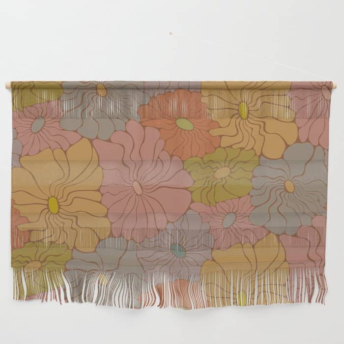 Exotic Groovy Flowers - Earthy Neutral Boho Garden Wall Hanging