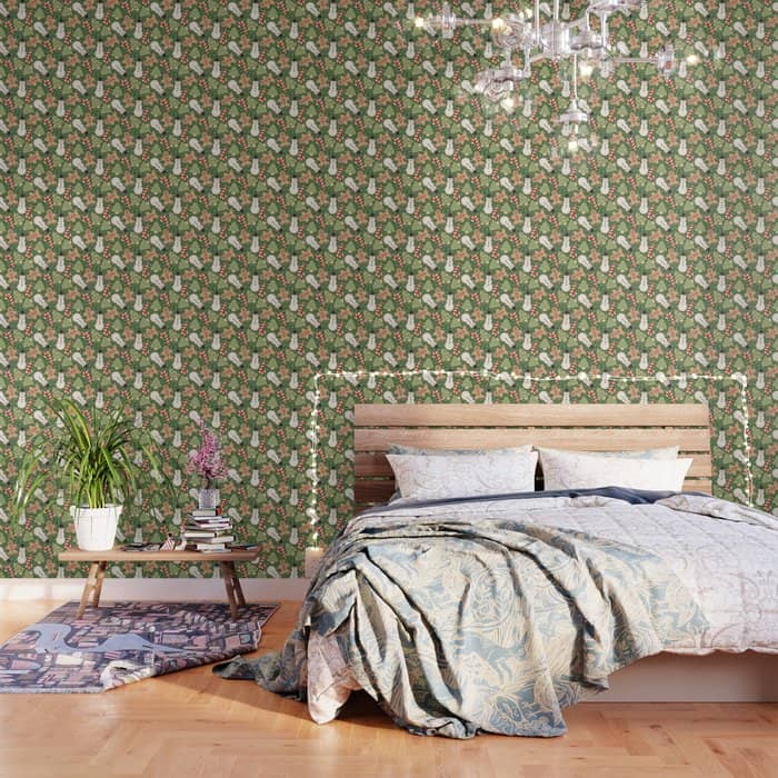 Sweet Christmas Cookies On Green Wallpaper