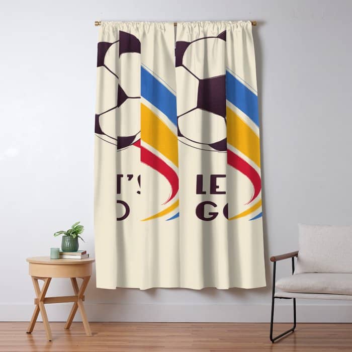 Let'S Go - Soccer Illustration Window Curtain