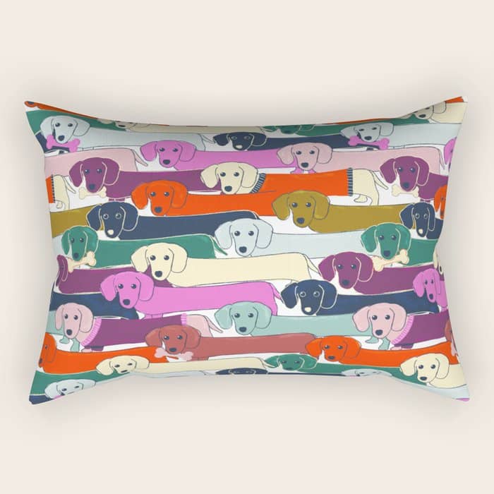 Colored Doggie Pattern Rectangular Pillow