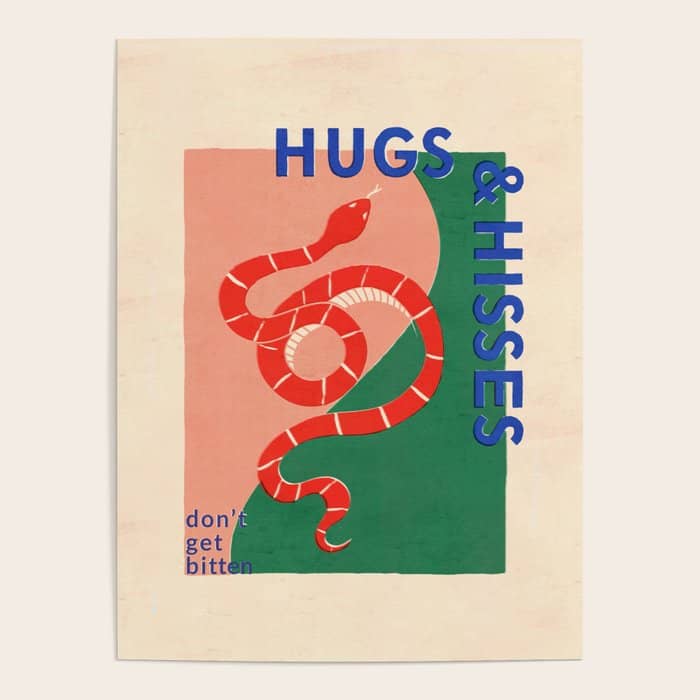 Vintage Snake, Retro Illustration And Typography  Poster