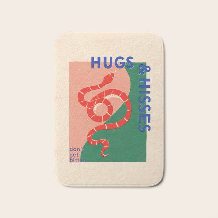 Vintage Snake, Retro Illustration And Typography  Bath Mat