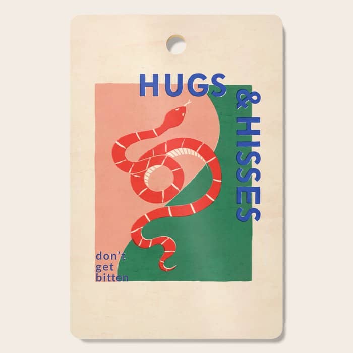 Vintage Snake, Retro Illustration And Typography  Cutting Board