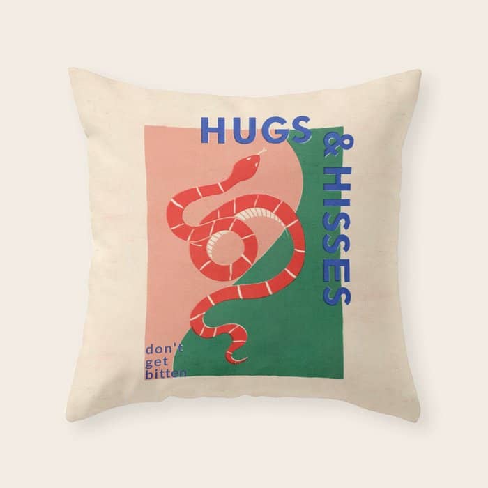 Vintage Snake, Retro Illustration And Typography  Throw Pillow