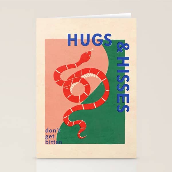 Vintage Snake, Retro Illustration And Typography  Stationery Card