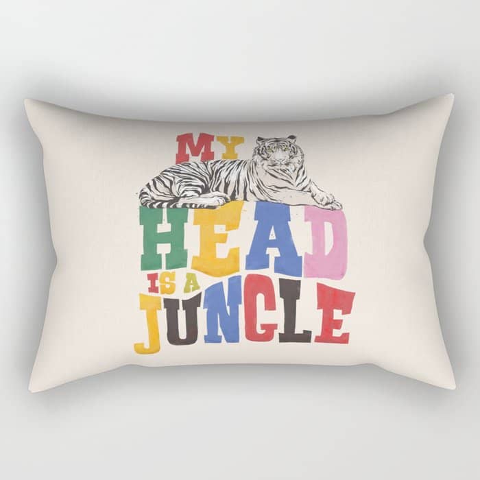 My Head Is A Jungle - Tiger Colorful Type Rectangular Pillow