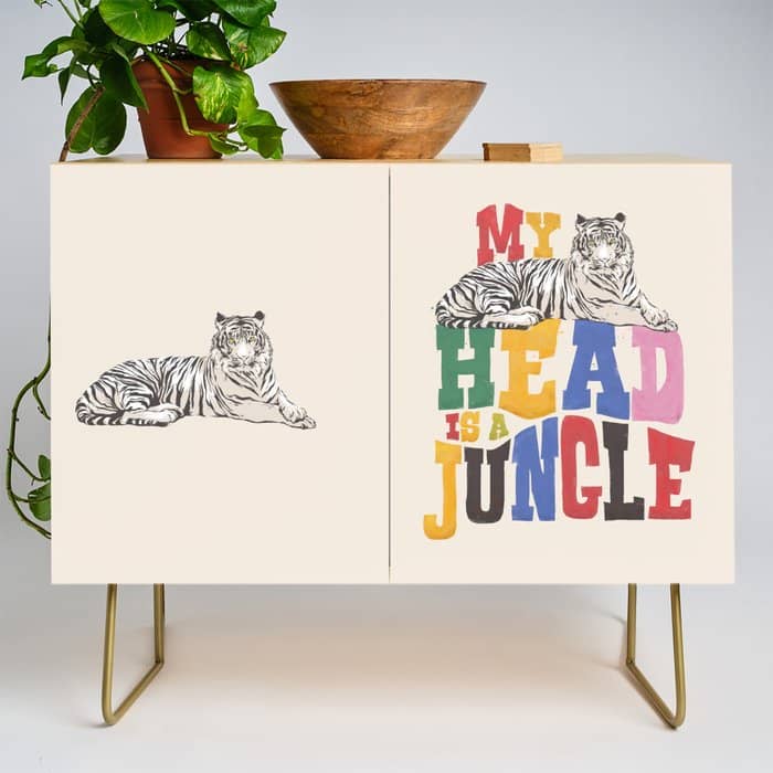 My Head Is A Jungle - Tiger Colorful Type Credenza
