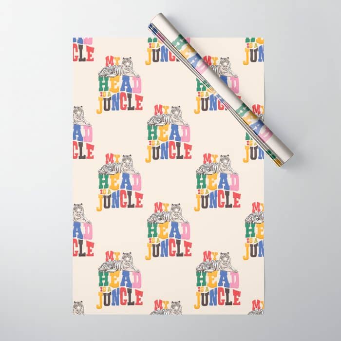 My Head Is A Jungle - Tiger Colorful Type Wrapping Paper