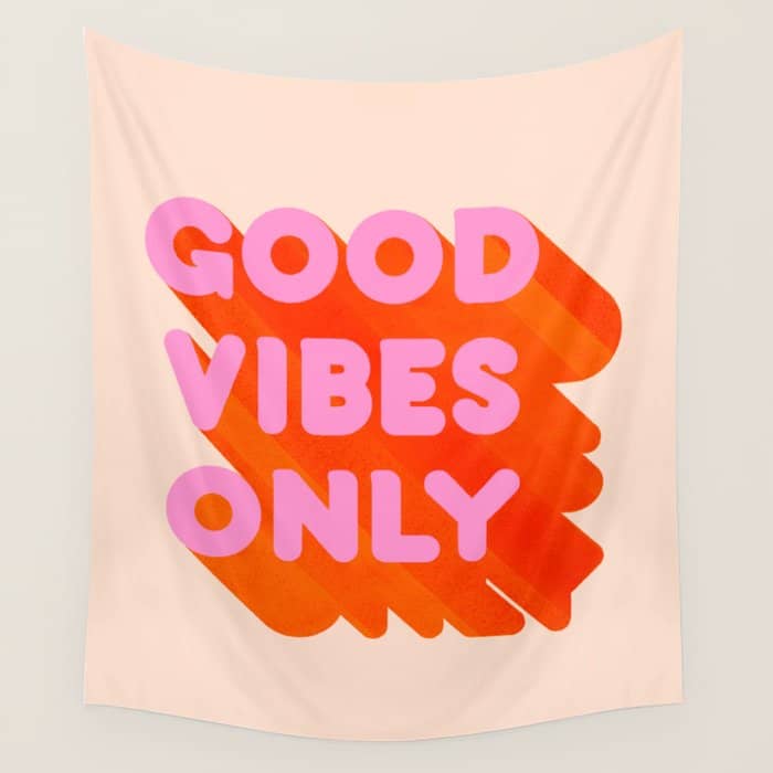 Good Vibes Only - Neon Colors Wall Tapestry