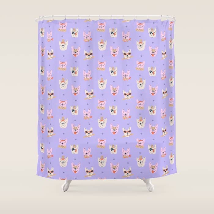 French Bulldogs With Pastries In Pink Shower Curtain