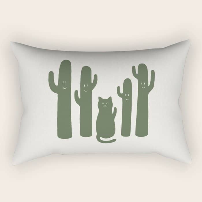 Hidden Cat 55g Green Catus Rectangular Pillow
