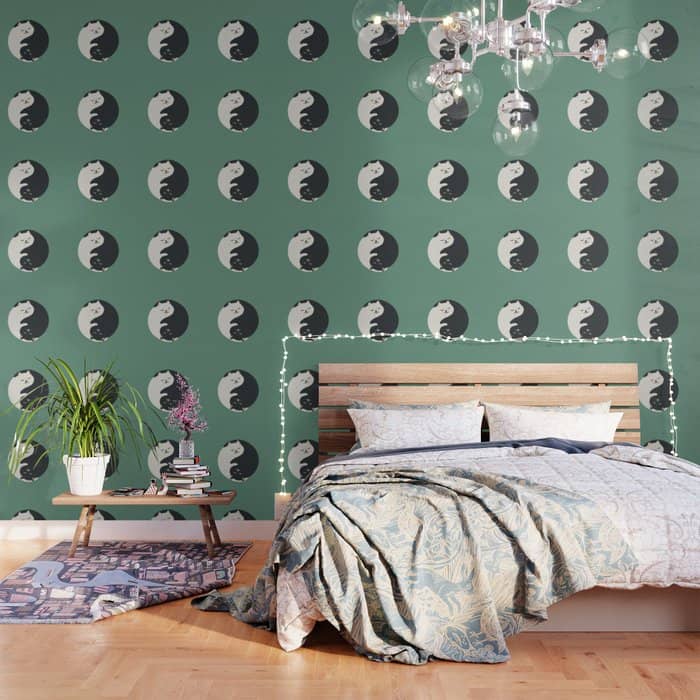 Hidden Cat 26g Green Yin Yang Hug Wallpaper