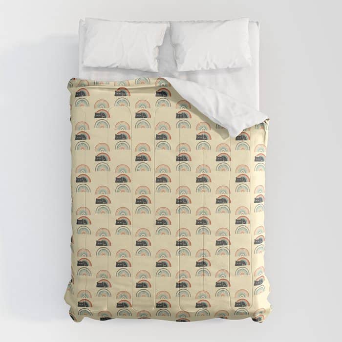 Abstraction Minimal Cat 8d Rainbow Meow Comforter