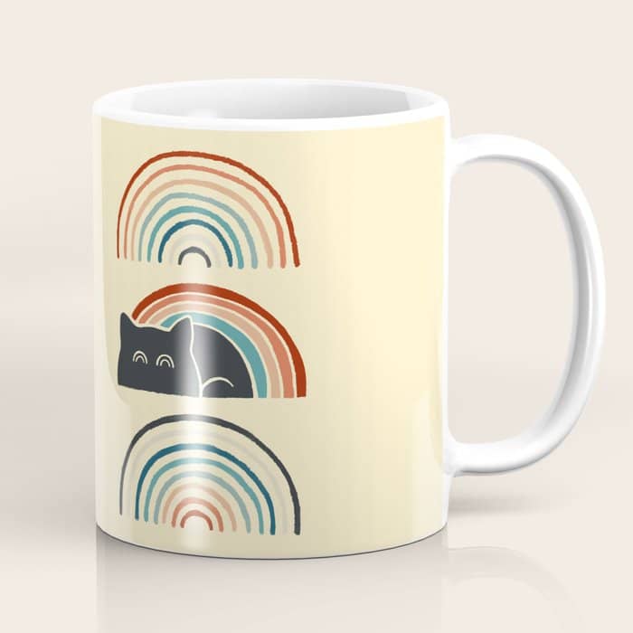 Abstraction Minimal Cat 8d Rainbow Meow Coffee Mug
