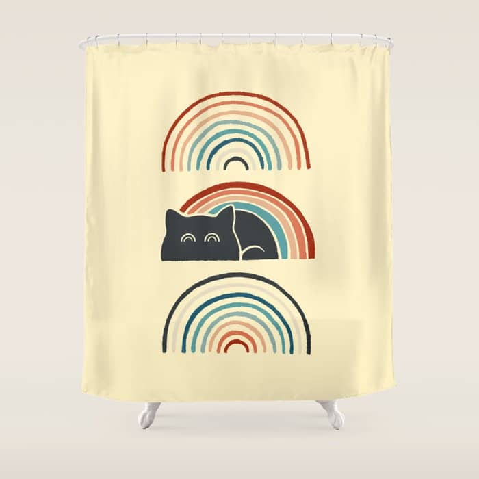 Abstraction Minimal Cat 8d Rainbow Meow Shower Curtain