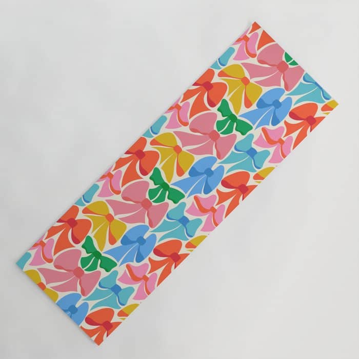 Rainbows - Bright Multi Retro Rainbow Bows Yoga Mat