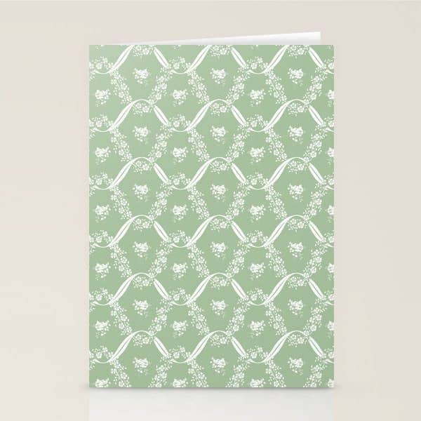 Vintage French Flower Green Stationery Card
