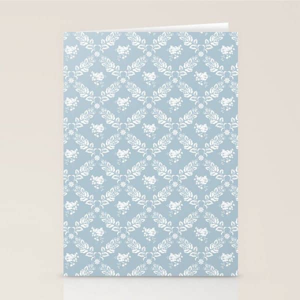 Vintage French Flower Blue Stationery Card