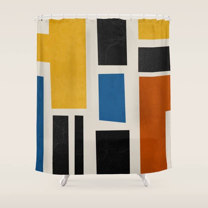 Mid Century Primary Colors Composition 2 Shower Curtain