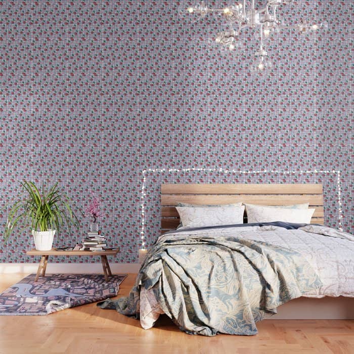Watercolor Cherry Blossom Picnic Pattern Wallpaper