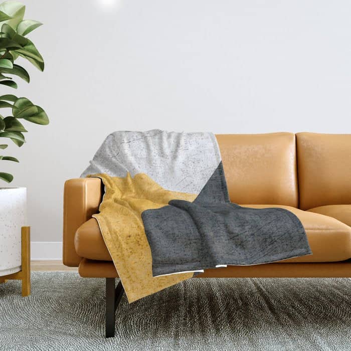 Modern Yellow & Black Geometric Throw Blanket