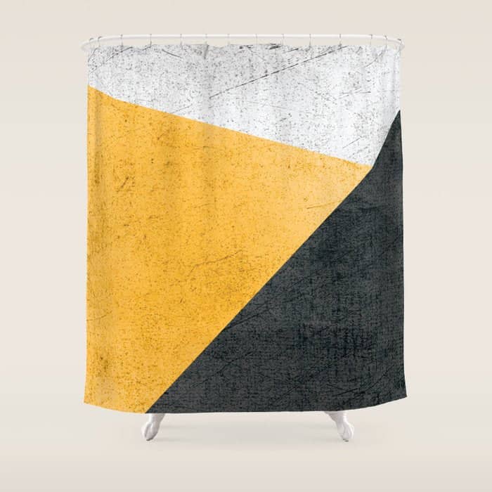 Modern Yellow & Black Geometric Shower Curtain