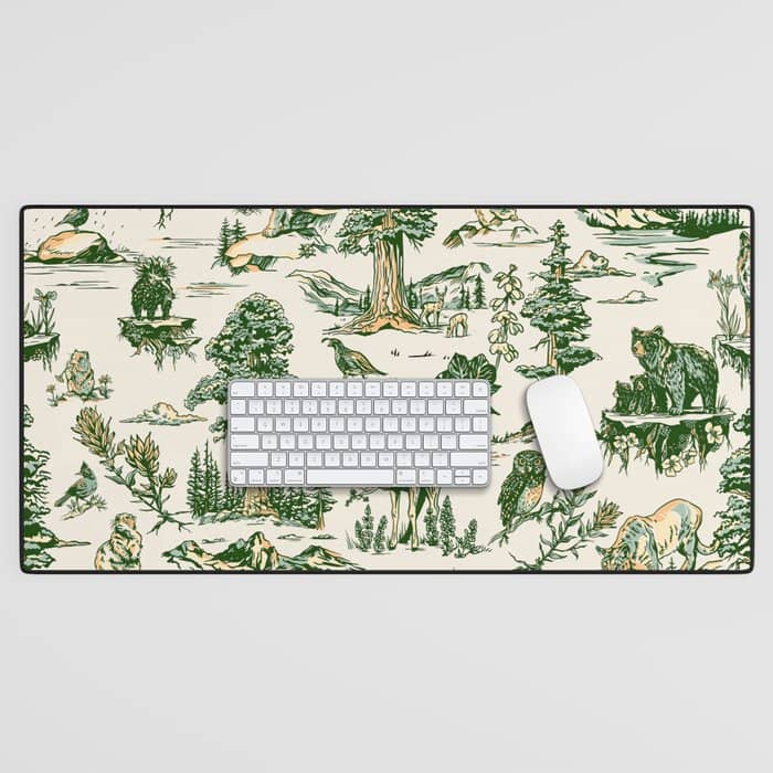 Sequoia National Park California Vintage Travel Art Pattern Desk Mat