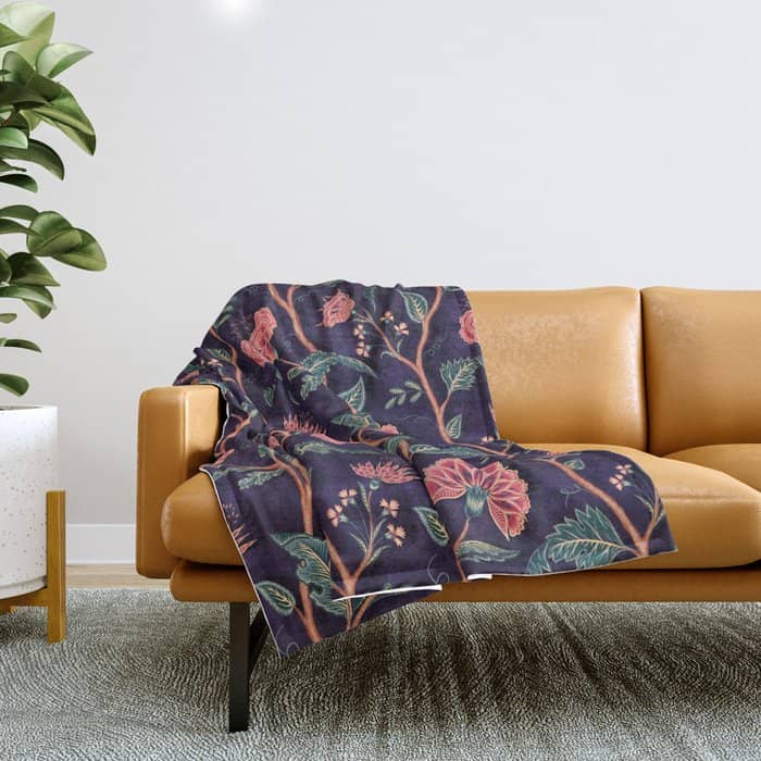 Indienne Vine - Deep Coral  Throw Blanket