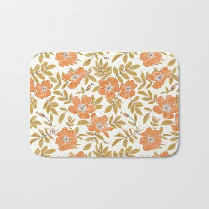 Wild Mountain Roses - Vintage Autumn Leaves  Bath Mat