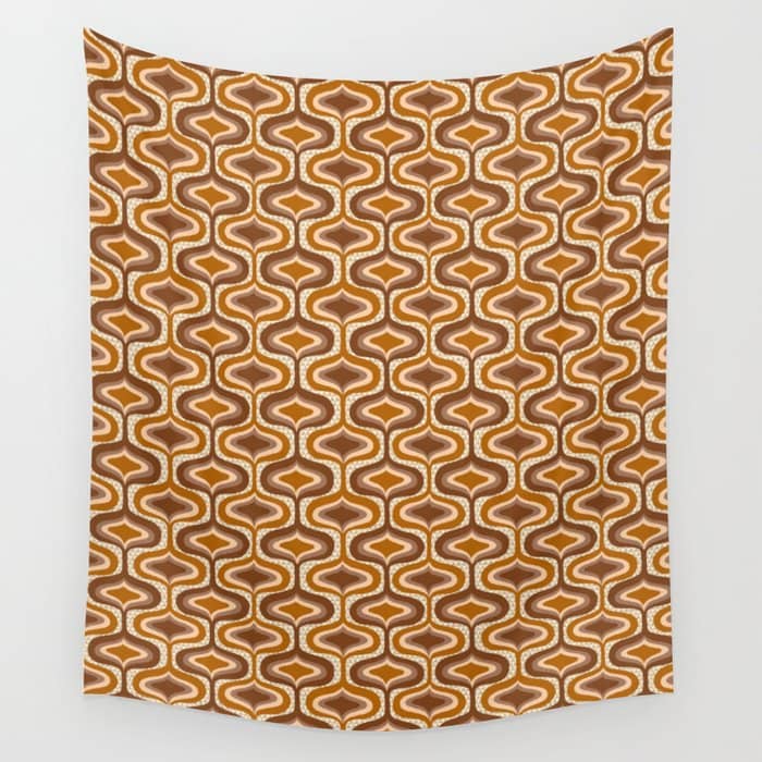 70s Mod Fabric Repeat, Orange And Browns Wall Tapestry