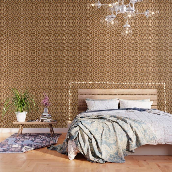 70s Mod Fabric Repeat, Orange And Browns Wallpaper
