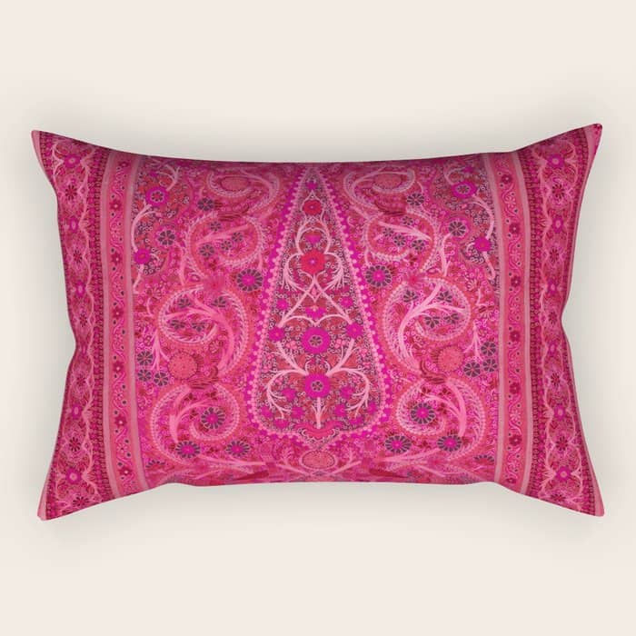 Vintage Iran Rug Pink Rectangular Pillow