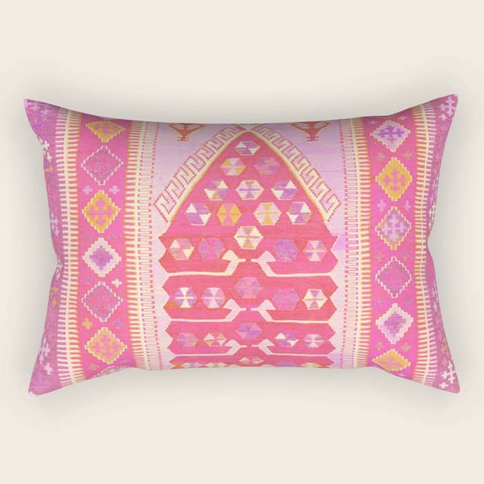 Persian Rug Shades Of Pink Rectangular Pillow