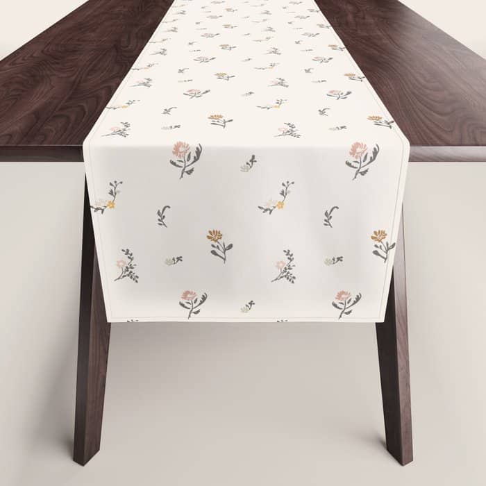 Sweet Pea Ditsy Floral - Pink, Charcoal, Mustard, Sage Table Runner