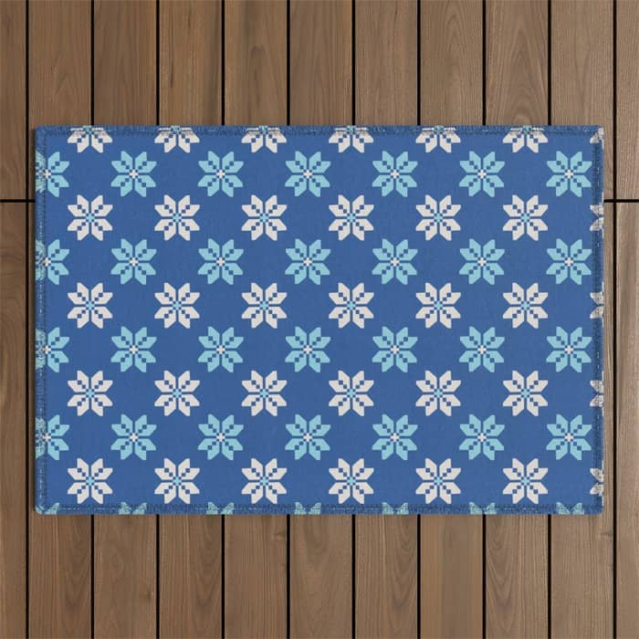 Contrasting Blues: Bethlehem Star Mosaic Outdoor Rug