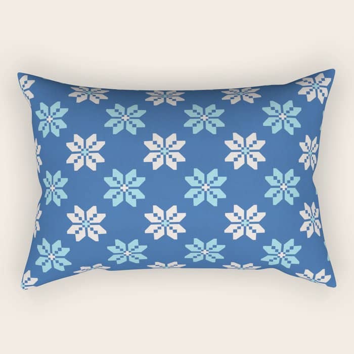 Contrasting Blues: Bethlehem Star Mosaic Rectangular Pillow