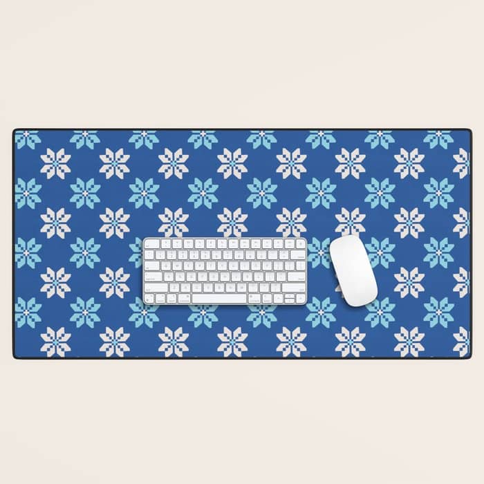 Contrasting Blues: Bethlehem Star Mosaic Desk Mat