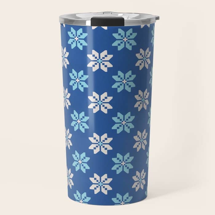 Contrasting Blues: Bethlehem Star Mosaic Travel Mug