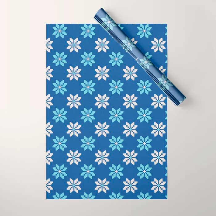 Contrasting Blues: Bethlehem Star Mosaic Wrapping Paper