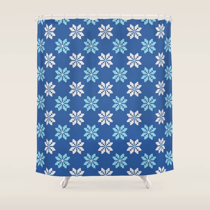 Contrasting Blues: Bethlehem Star Mosaic Shower Curtain