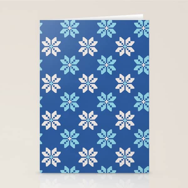 Contrasting Blues: Bethlehem Star Mosaic Stationery Card
