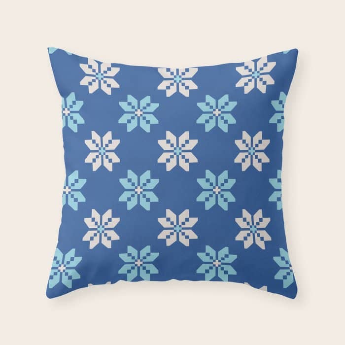 Contrasting Blues: Bethlehem Star Mosaic Throw Pillow