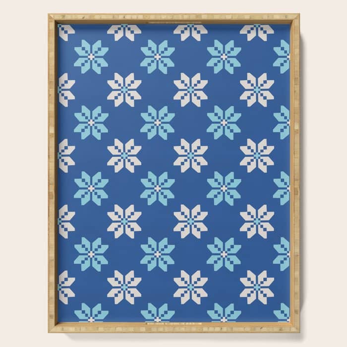 Contrasting Blues: Bethlehem Star Mosaic Serving Tray